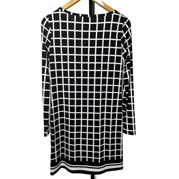 Michael Kors Dress Long Sleeve Geometric Sheath Knee Length Black White Small - Picture 2 of 4